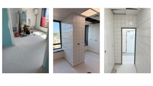 Rénovation du sol et des murs carrelés de la cuisine Carrefour à Massy